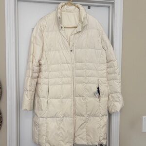Lands' End Women's Cream Goose Down Puffer Jacket